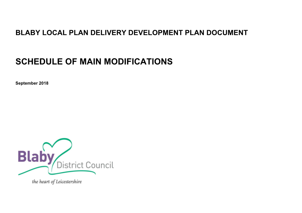 Blaby District Local Plan Delivery DPD Schedule of Main Modifications