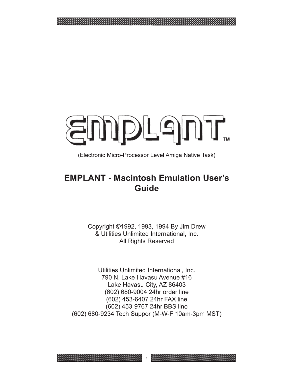 EMPLANT - Macintosh Emulation User’S Guide