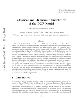 Classical and Quantum Consistency of the DGP Model