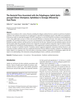 The Bacterial Flora Associated with the Polyphagous Aphid Aphis Gossypii Glover (Hemiptera: Aphididae) Is Strongly Affected by Host Plants