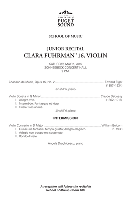 Clara Fuhrman '16, Violin