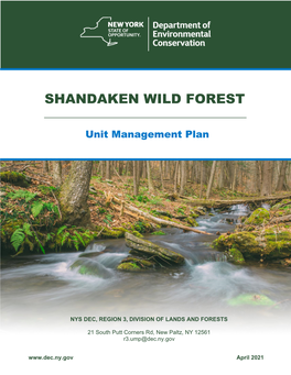 Shandaken Wild Forest Unit Management Plan