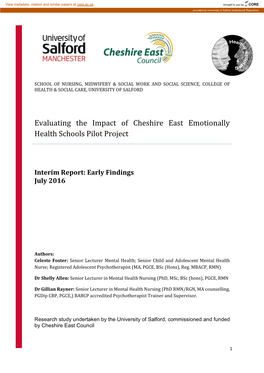 Evaluating the Impact of Cheshire East Emotionally Health Schools Pilot Project