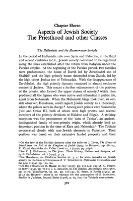 Aspects of Jewish Society the Priesthood and Other Classes