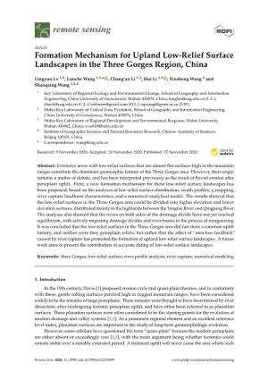 Formation Mechanism for Upland Low-Relief Surface Landscapes in the Three Gorges Region, China