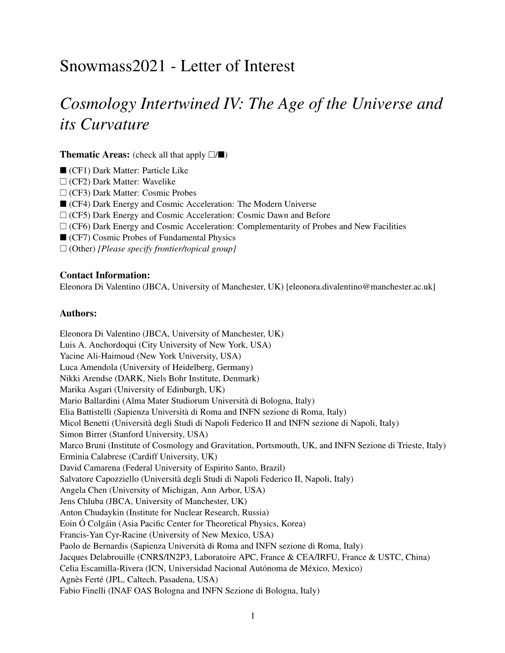 Letter of Interest Cosmology Intertwined IV: the Age