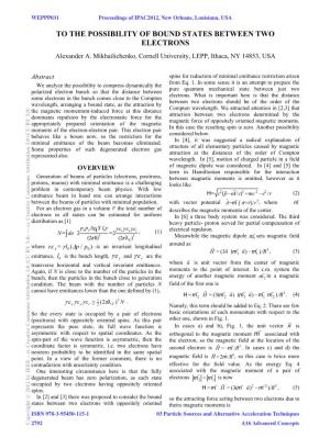TO the POSSIBILITY of BOUND STATES BETWEEN TWO ELECTRONS Alexander A