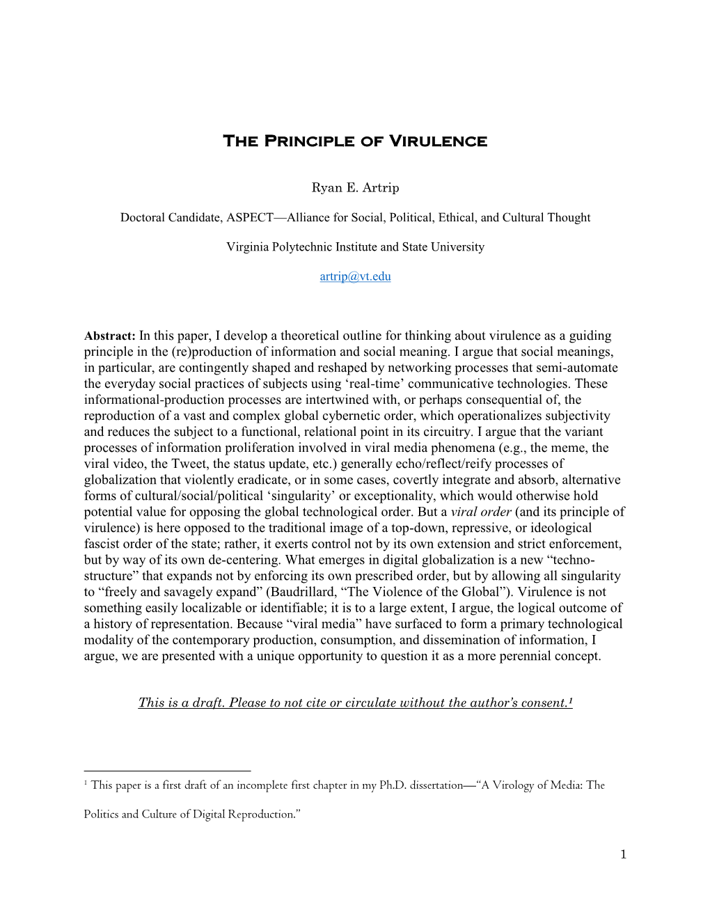 The Principle of Virulence