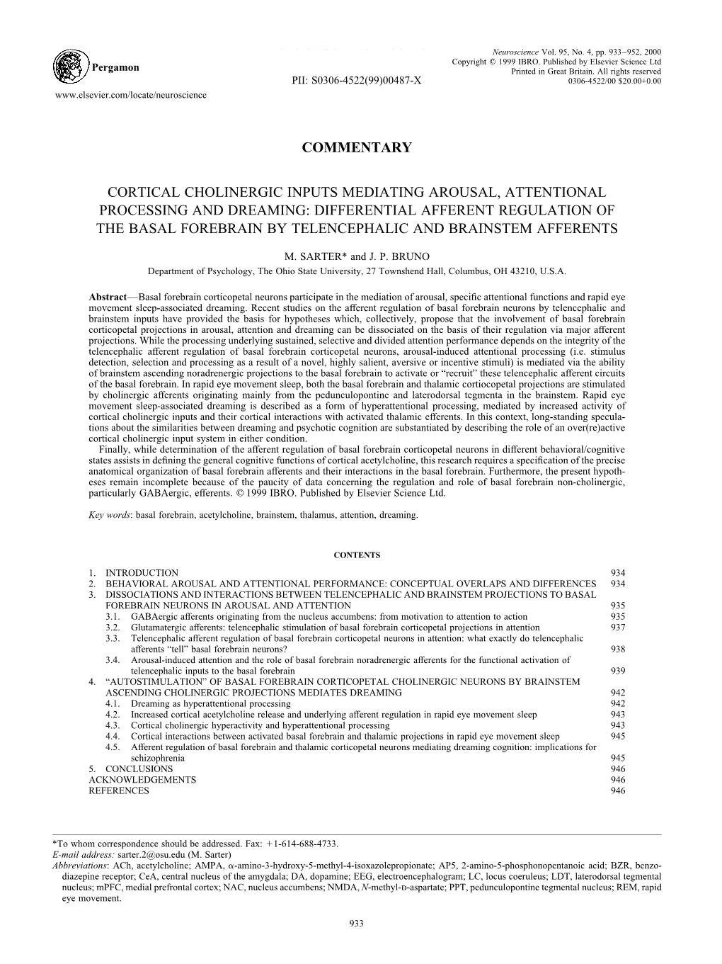 Differential Afferent Regulation of the Basal Forebrain by Telencephalic and Brainstem Afferents