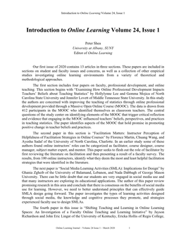 Introduction to Online Learning Volume 24, Issue 1