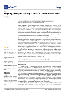 Targeting the Hippo Pathway in Prostate Cancer: What's New?