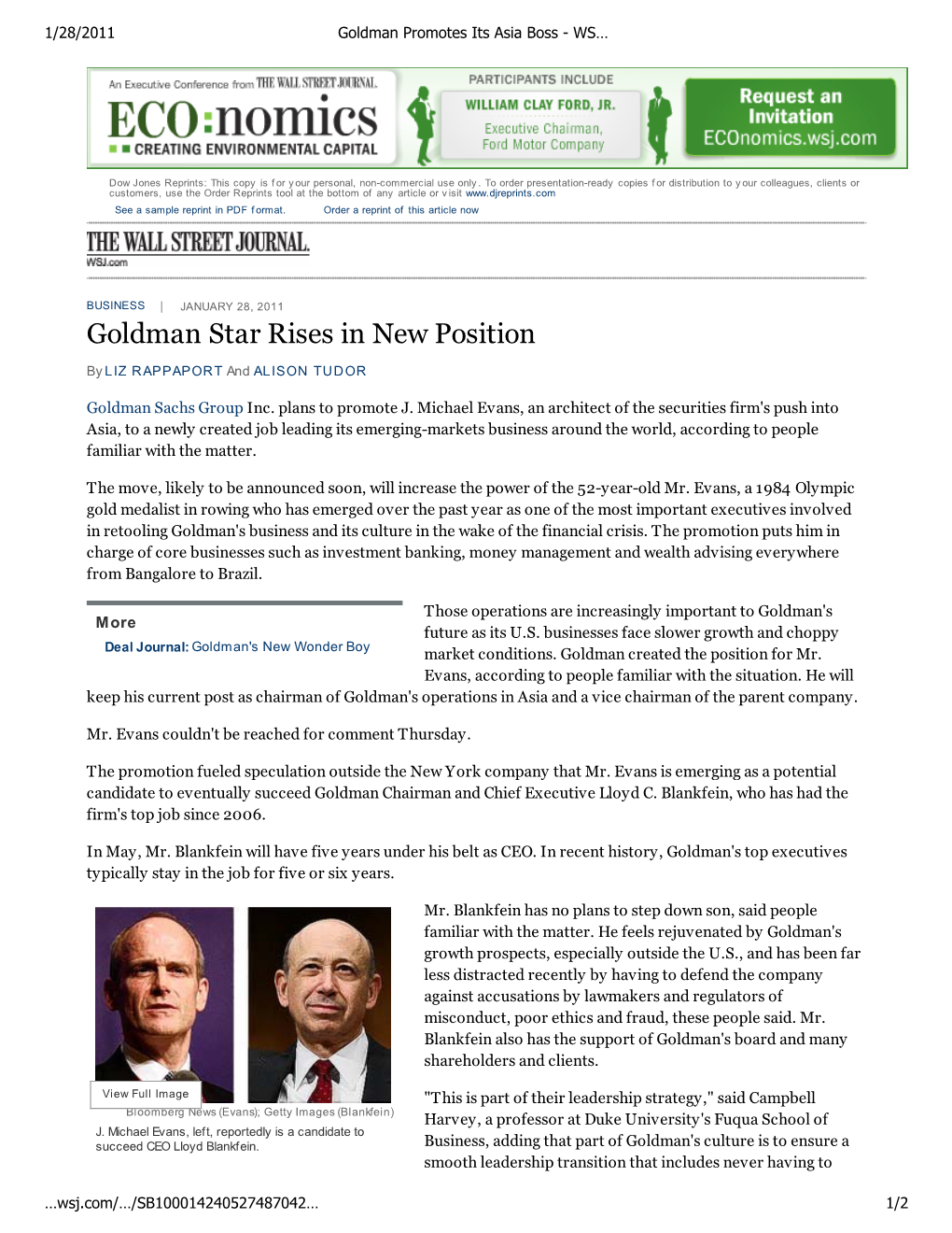 Goldman Promotes Its Asia Boss - WS…