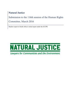 Natural Justice Submission to the 116Th Session of the Human Rights