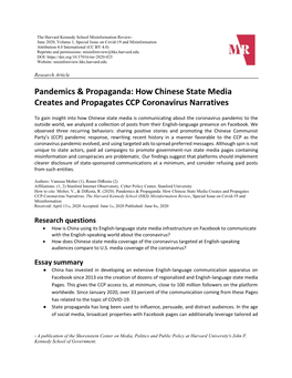 Pandemics & Propaganda: How Chinese State Media Creates And