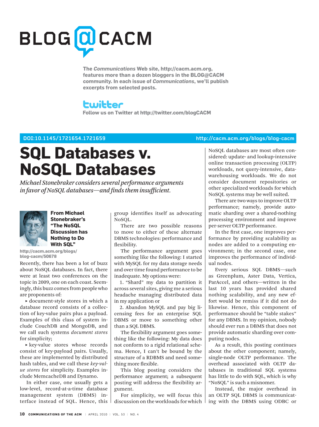 SQL Databases V. Nosql Databases