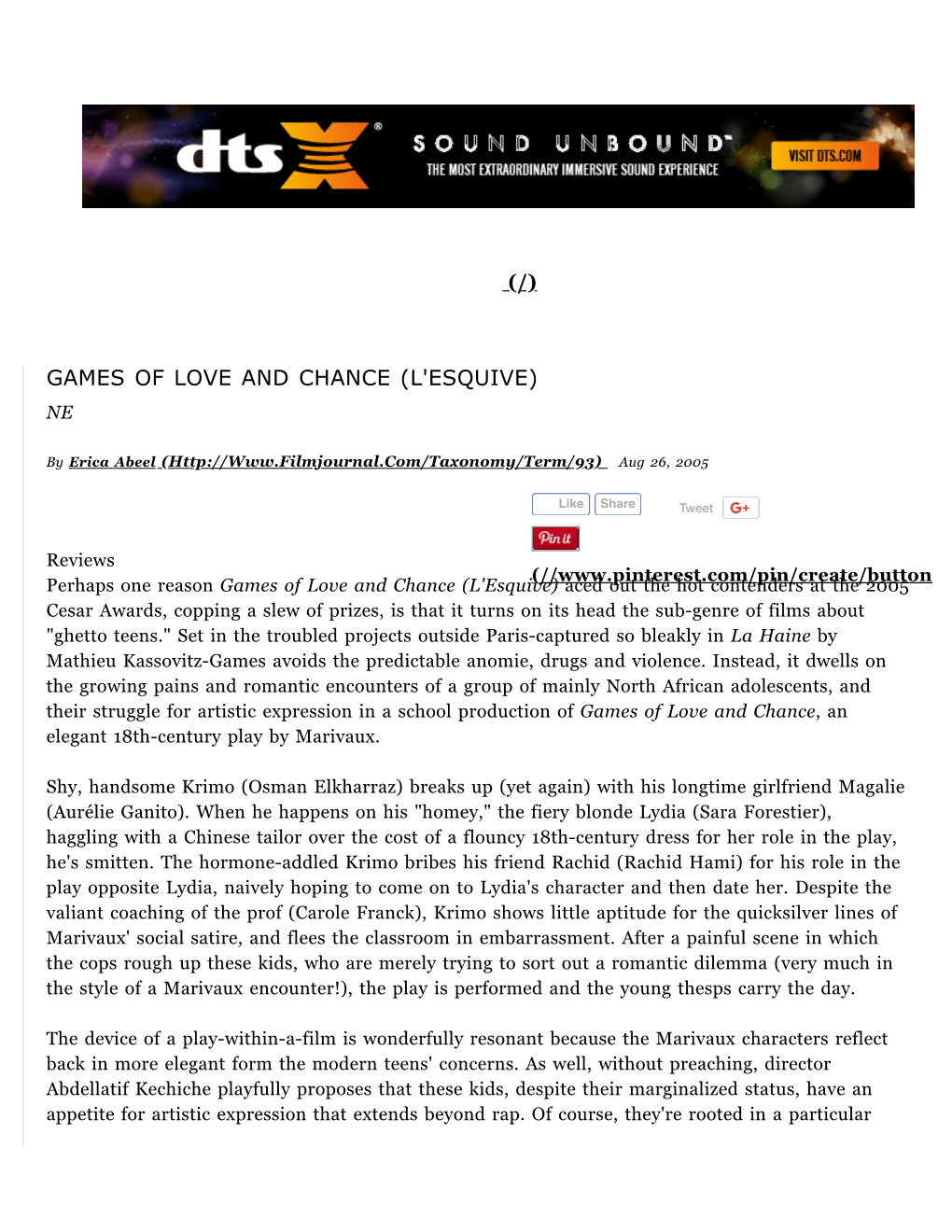 Games of Love and Chance (L'esquive) Ne