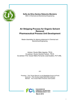 Air Stripping Process for Organic Solvent Removal Pharmaceutical Process Unit Development