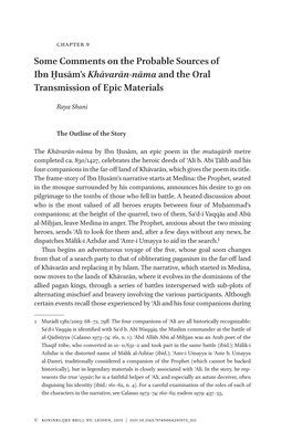 Some Comments on the Probable Sources of Ibn Ḥusām's Khāvarān-Nāma and the Oral Transmission of Epic Materials