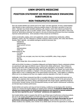 UWM Performance Enhancing Substance Statement