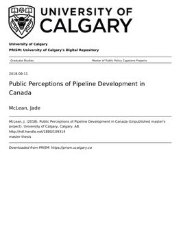 Public Perceptions of Pipeline Development in Canada