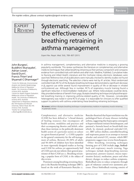 Systematic Review of the Effectiveness of Breathing Retraining in Asthma Management