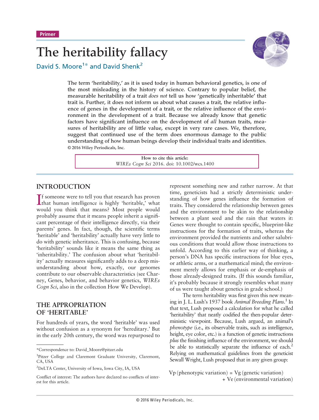 The Heritability Fallacy David S