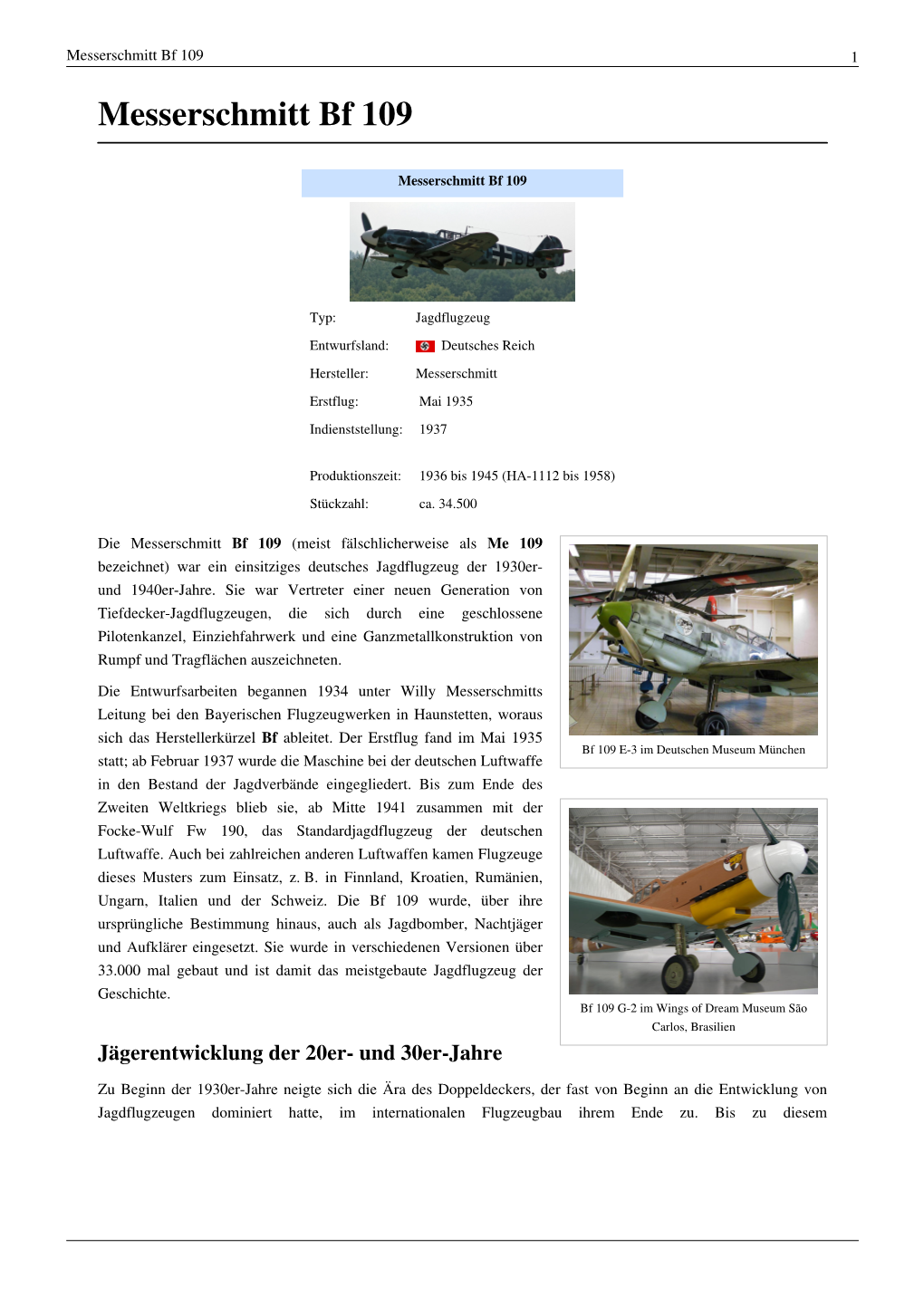 Messerschmitt Bf 109 1 Messerschmitt Bf 109