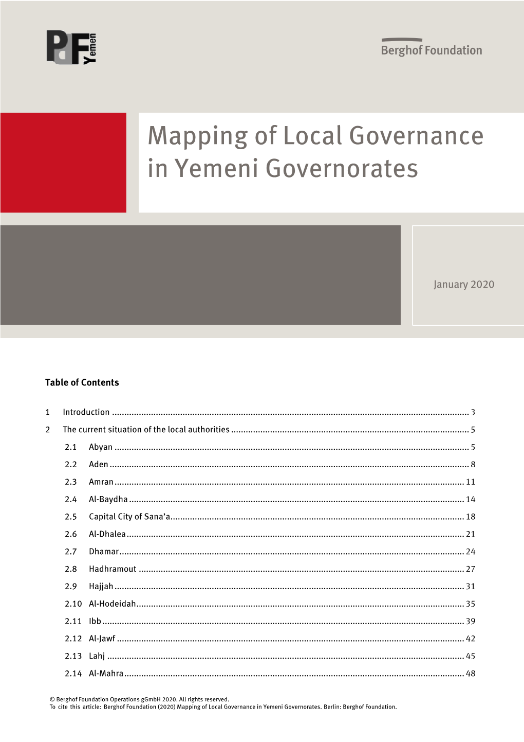 Mapping of Local Governance in Yemeni Governorates