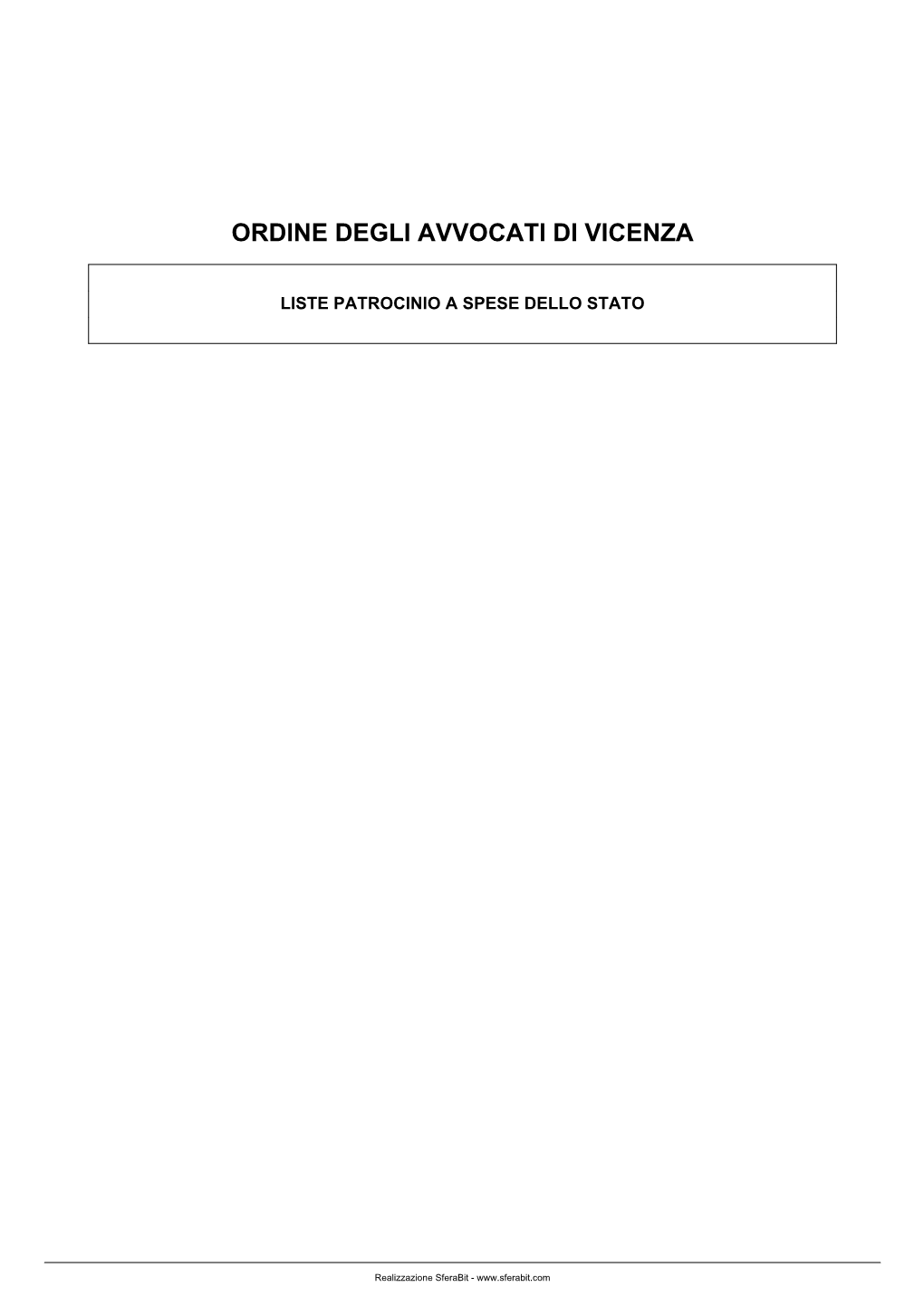 Ordine Degli Avvocati Di Vicenza