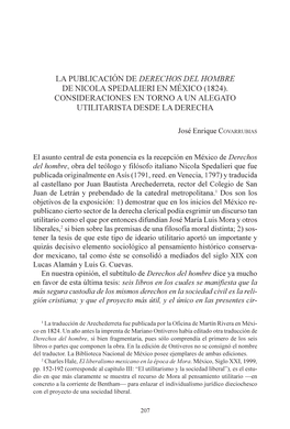 La Publicación De Derechos Del Hombre De Nicola Spedalieri En México (1824)