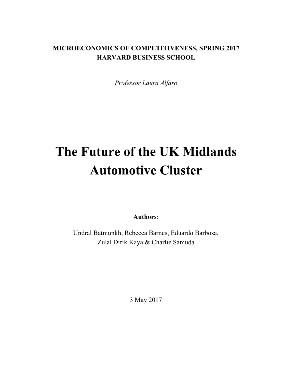 The Future of the UK Midlands Automotive Cluster (Pdf)