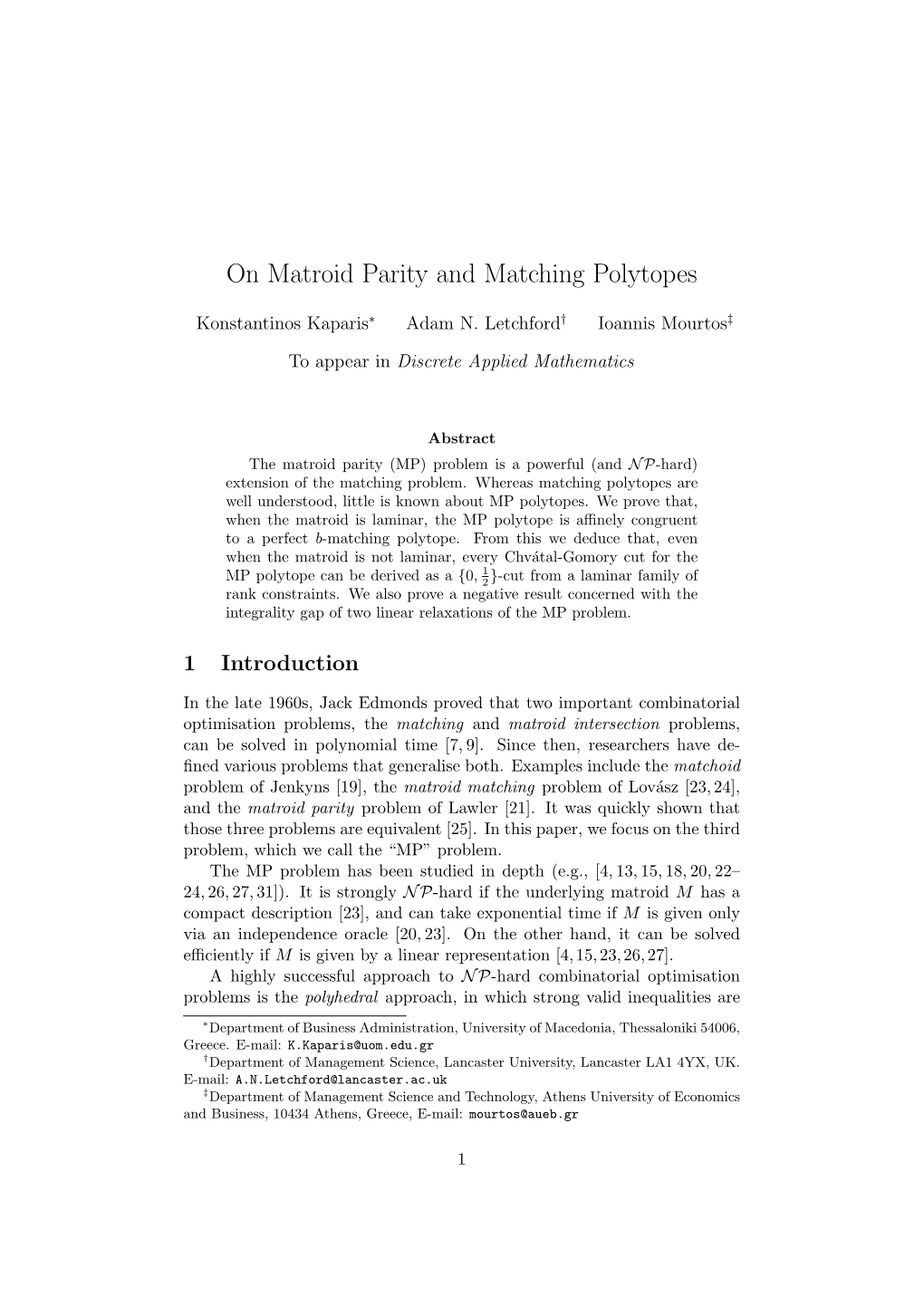 On Matroid Parity and Matching Polytopes