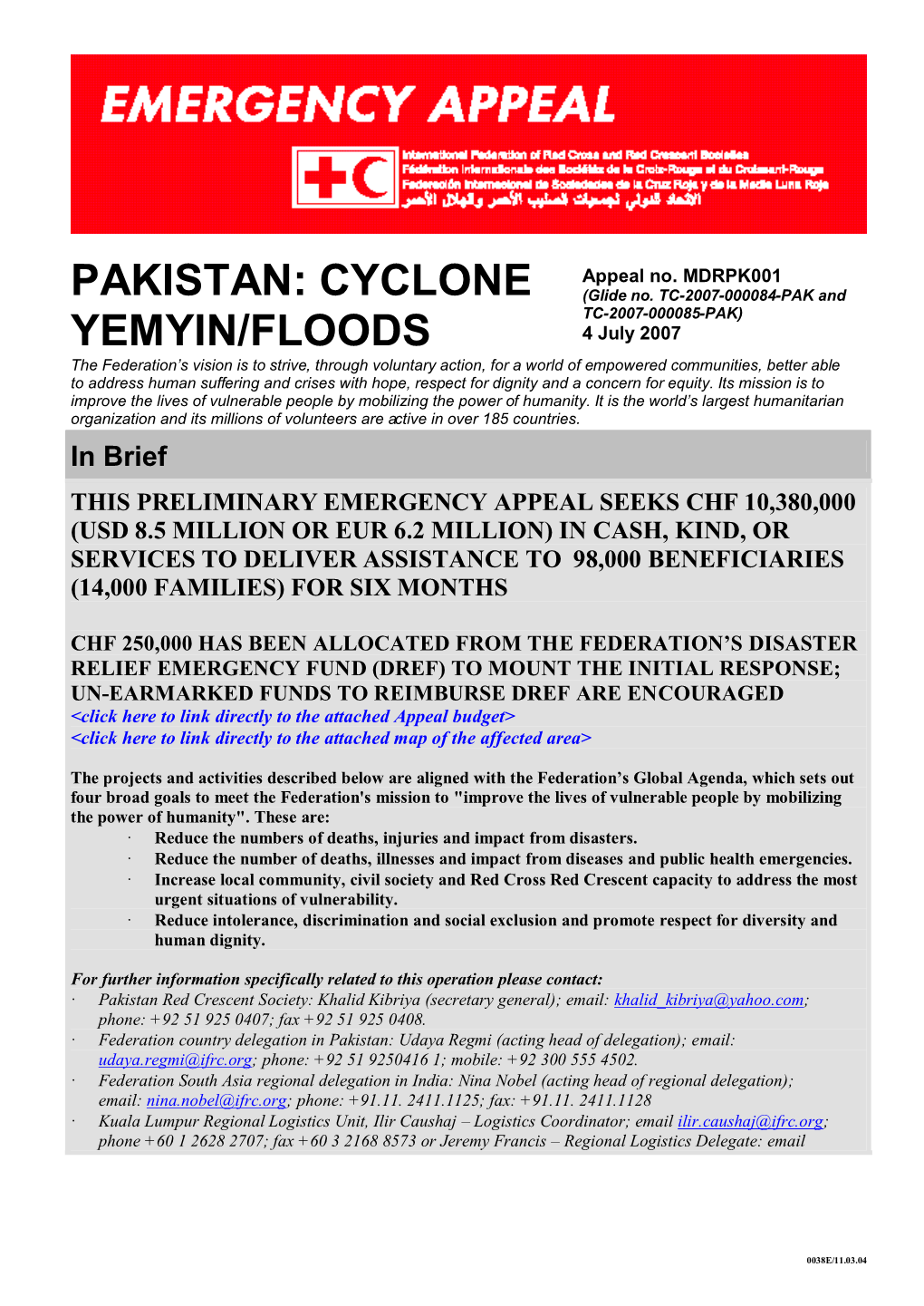 Pakistan: Cyclone Yemyin/Floods Mdrpk001