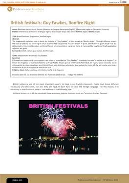 British Festivals: Guy Fawkes, Bonfire Night