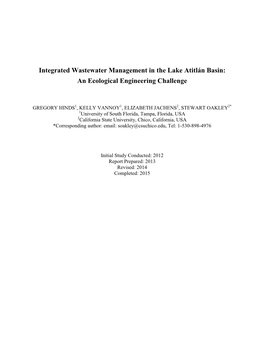 Integrated Wastewater Management in the Lake Atitlán Basin: an Ecological Engineering Challenge
