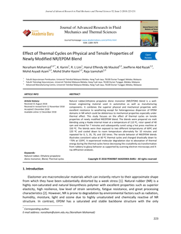 Effect of Thermal Cycles on Physical and Tensile Properties of Open Newly Modified NR/EPDM Blend Access