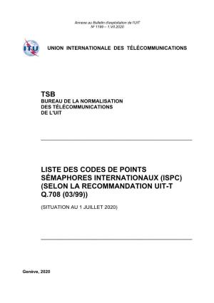 Tsb Liste Des Codes De Points Sémaphores Internationaux