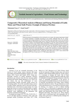 Turkish Journal of Agriculture - Food Science and Technology, 8(11): 2460-2467, 2020 DOI