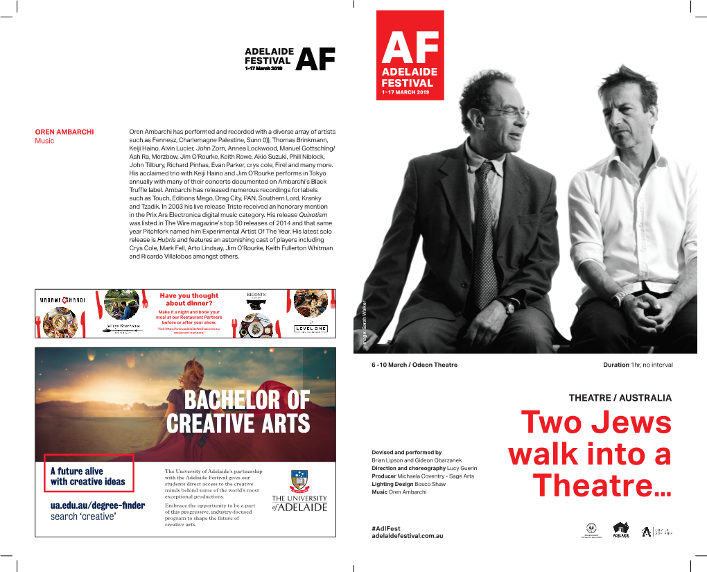 Two Jews Walk Into a Theatre... Brian Lipson and Gideon OBARZANEK Performing Arts Curator