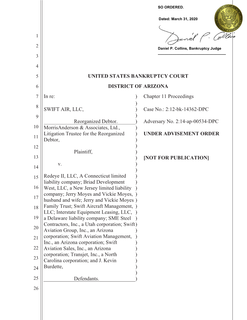 SWIFT AIR, LLC, Reorganized Debtor. ) ) ) ) ) Chapter 11