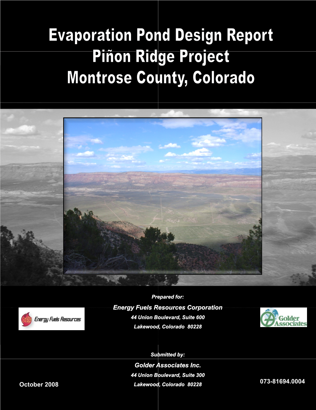 Evaporation Pond Design Report Piñon Ridge Project Montrose County ...