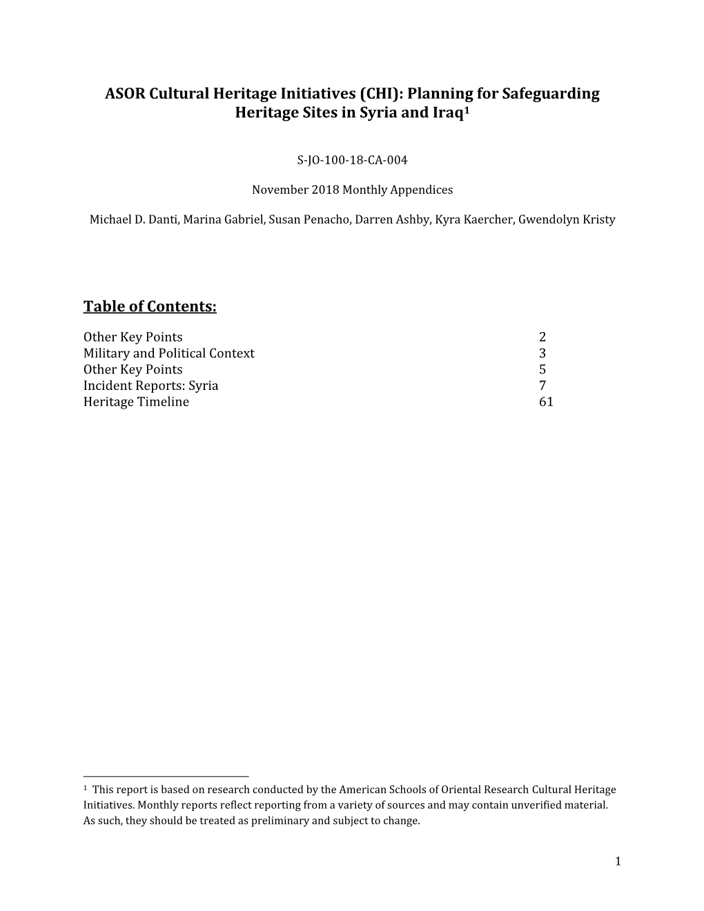 ASOR Cultural Heritage Initiatives (CHI): Planning for Safeguarding Heritage Sites in Syria and Iraq1