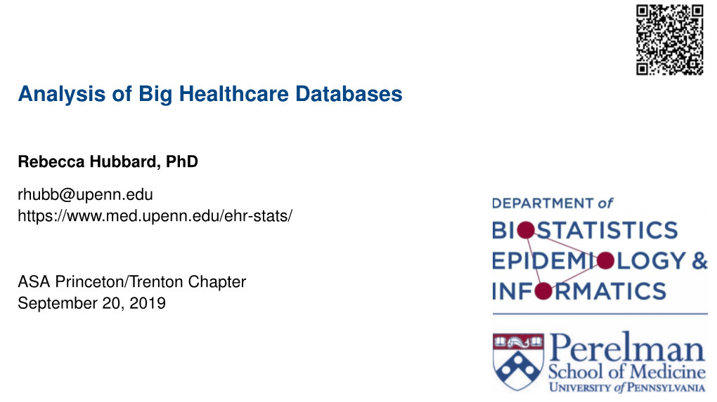 Analysis of Big Healthcare Databases
