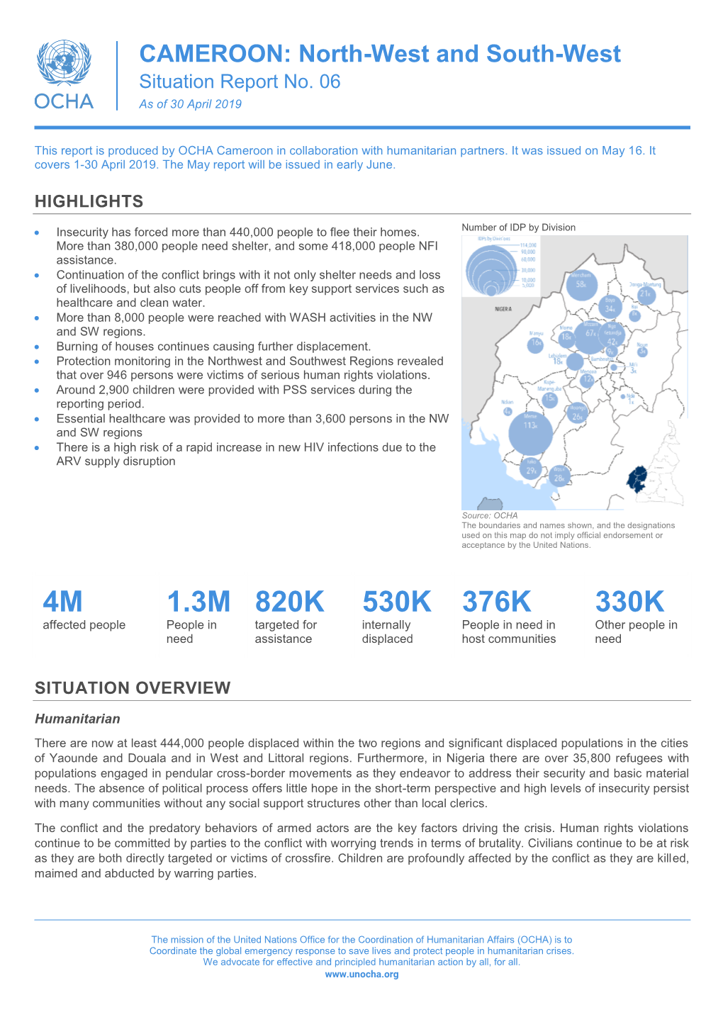 CAMEROON: North-West and South-West Situation Report No