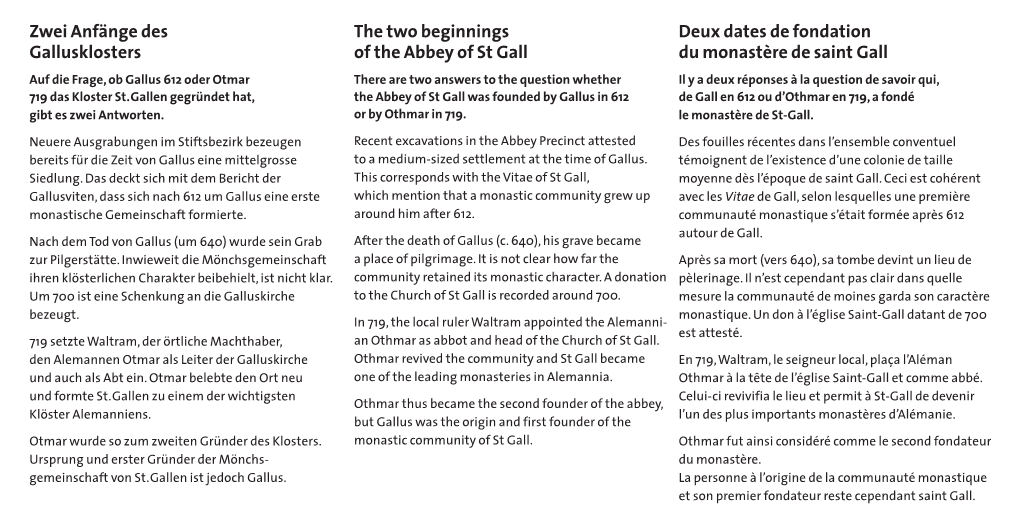 Deux Dates De Fondation Du Monastère De Saint Gall