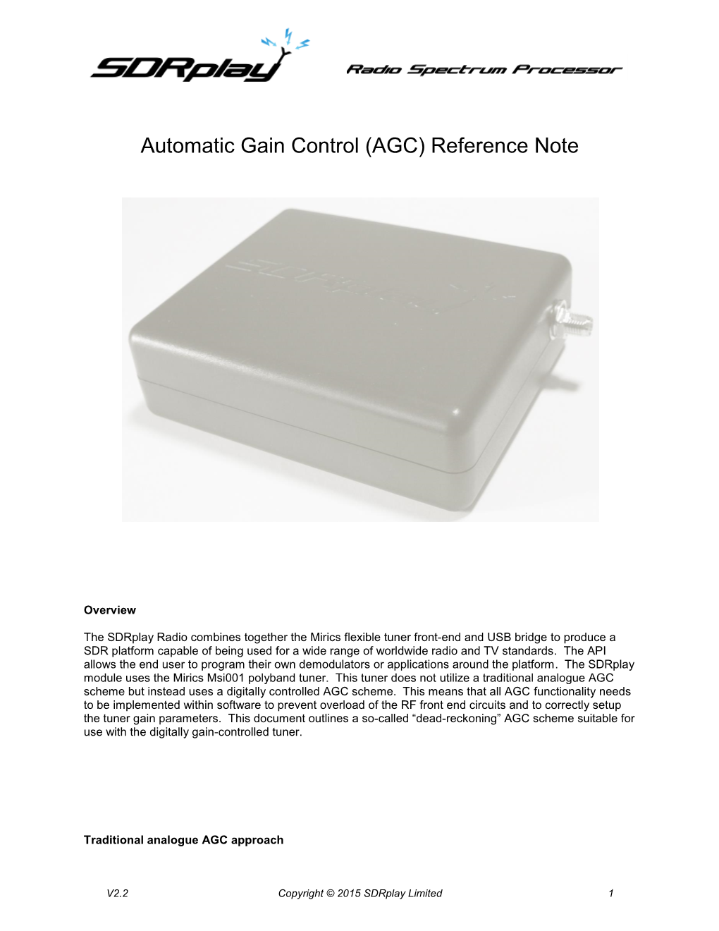 Automatic Gain Control (AGC) Reference Note