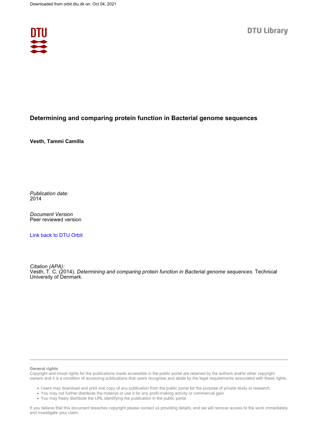 Determining and Comparing Protein Function in Bacterial Genome Sequences