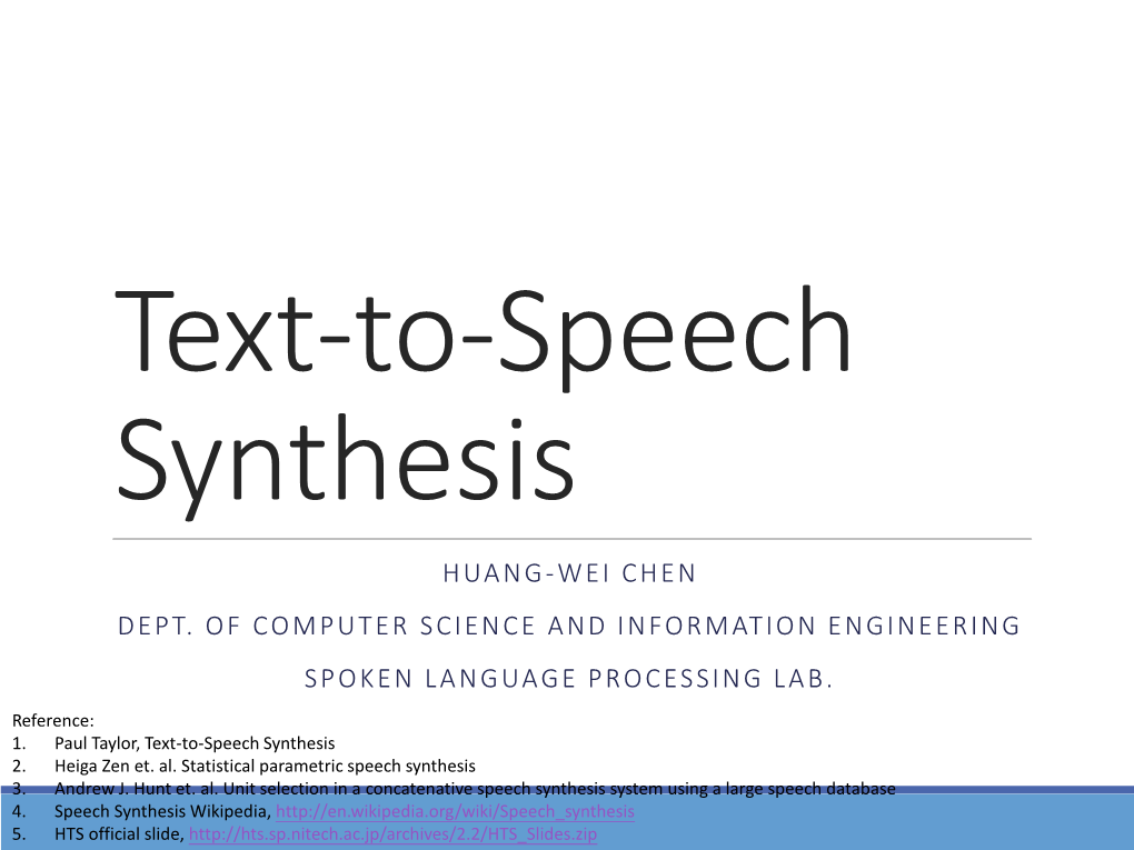 Text-To-Speech Synthesis