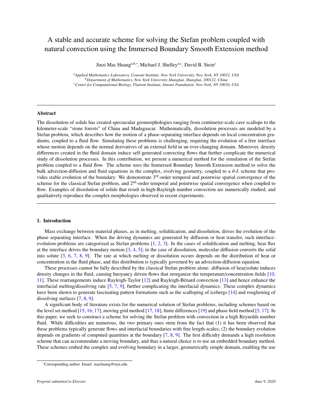 A Stable and Accurate Scheme for Solving the Stefan Problem Coupled with Natural Convection Using the Immersed Boundary Smooth Extension Method