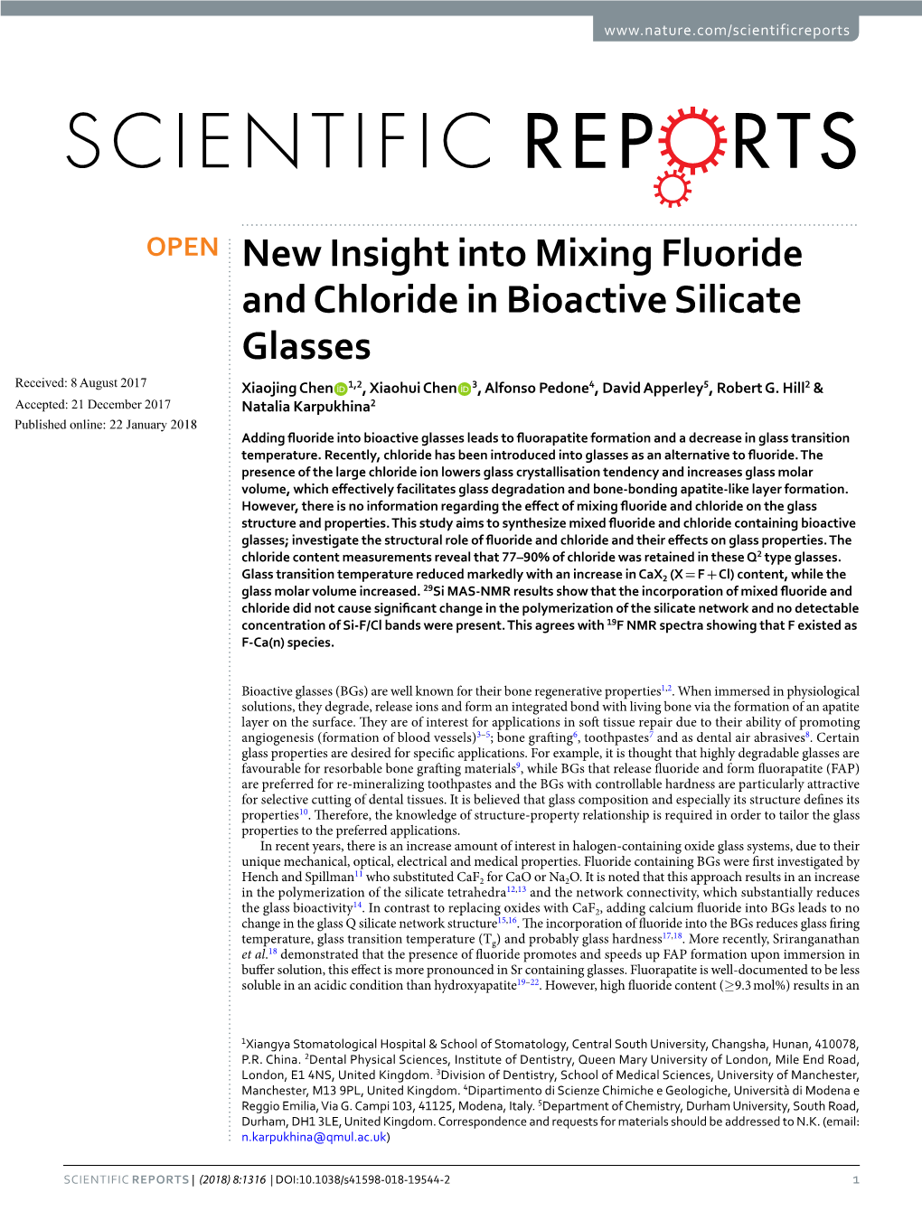 New Insight Into Mixing Fluoride and Chloride in Bioactive Silicate Glasses